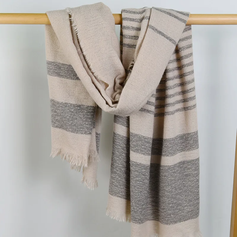 

Shawl Wrap Fringed Tassels Striped Soft Comfortable Cold Resistant Faux Cashmere Autumn Winter Women Long Blanket Scarf