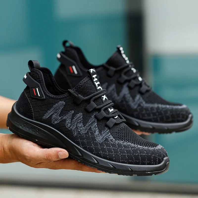 Легкая рабочая защитная обувь мужская дышащая со стальным носком весенне-летние