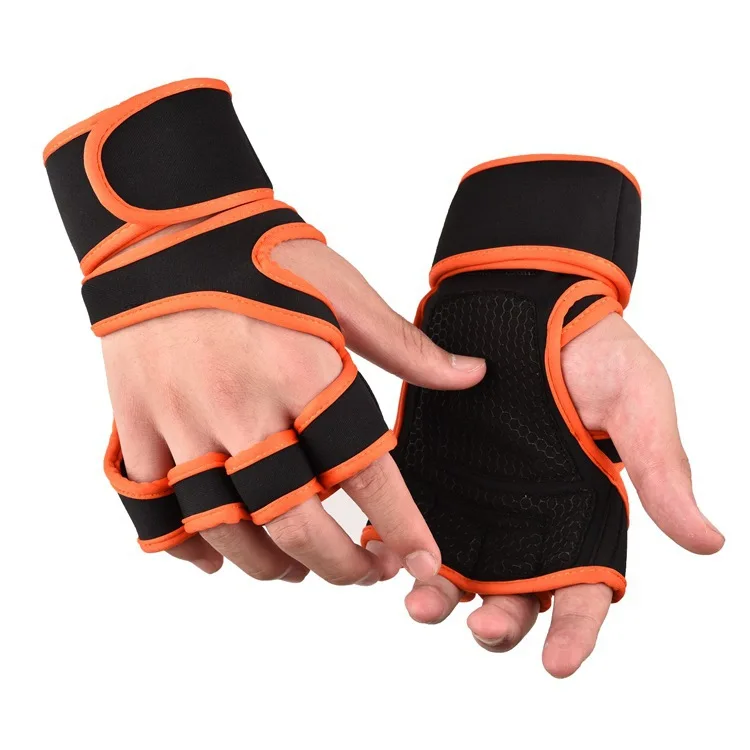 

New Weight Lifting Workout Gloves with Built-in Wrist Wraps Half Finger Gloves for Gym Fitness Training Weightlifting