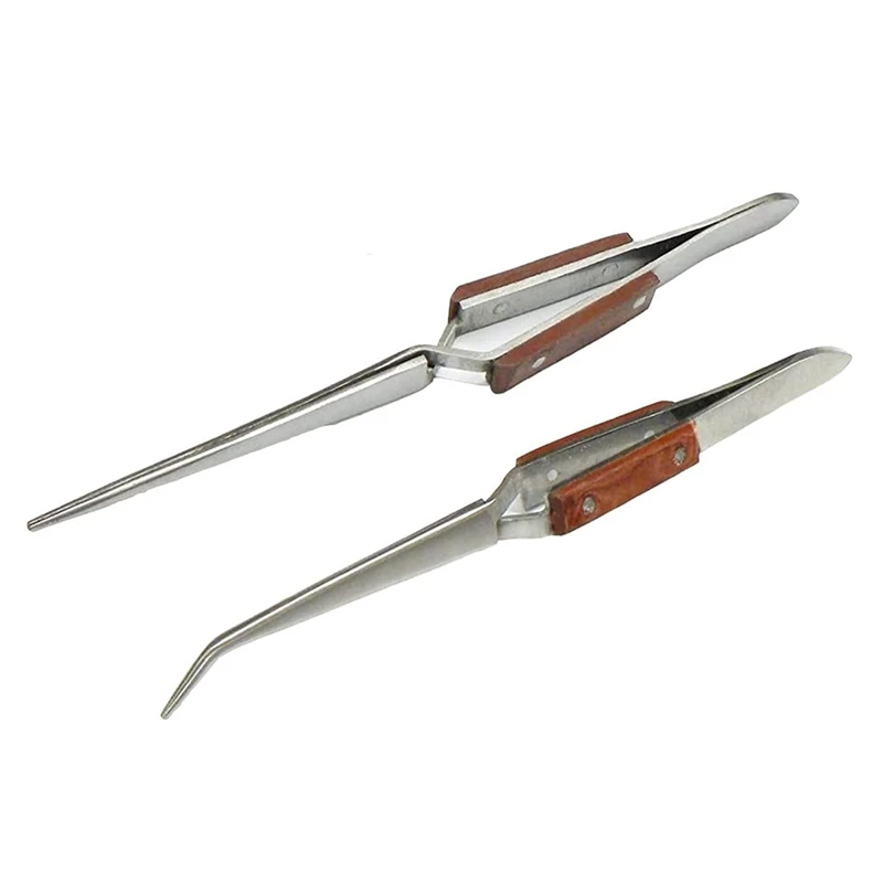 

2Pcs Stainless Steel Cross Locking Lock Tweezers Self Closing Jewelry Soldering Craft Repair Hand Tool