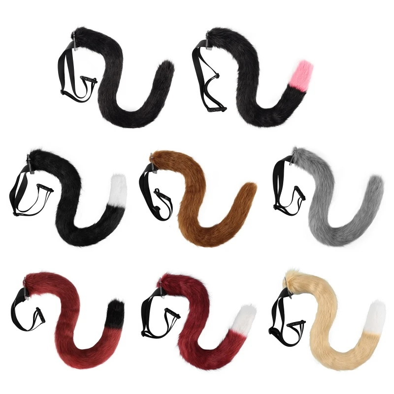 

Faux Fur Tail Flexible Animal Tail for Cat Dog Wolf Tail Japan Anime Halloween Cosplay Party Costume for Adult T