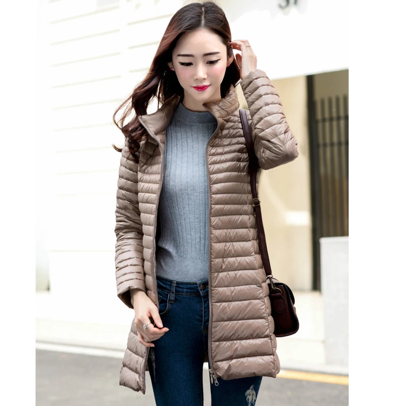 Women Winter Coat 2022 New Ultra Light Long Parkas Slim Duck Down Puffer Jackets Female Padded Down Coat Woman Portable Overcoat