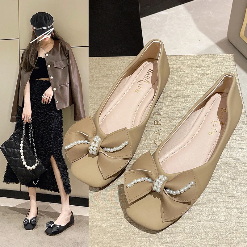 

Slip On Shoes For Women Shallow Mouth Female Footwear Casual Sneaker Bow-Knot Square Toe Modis Soft Slip-on Summer Dress Butterf