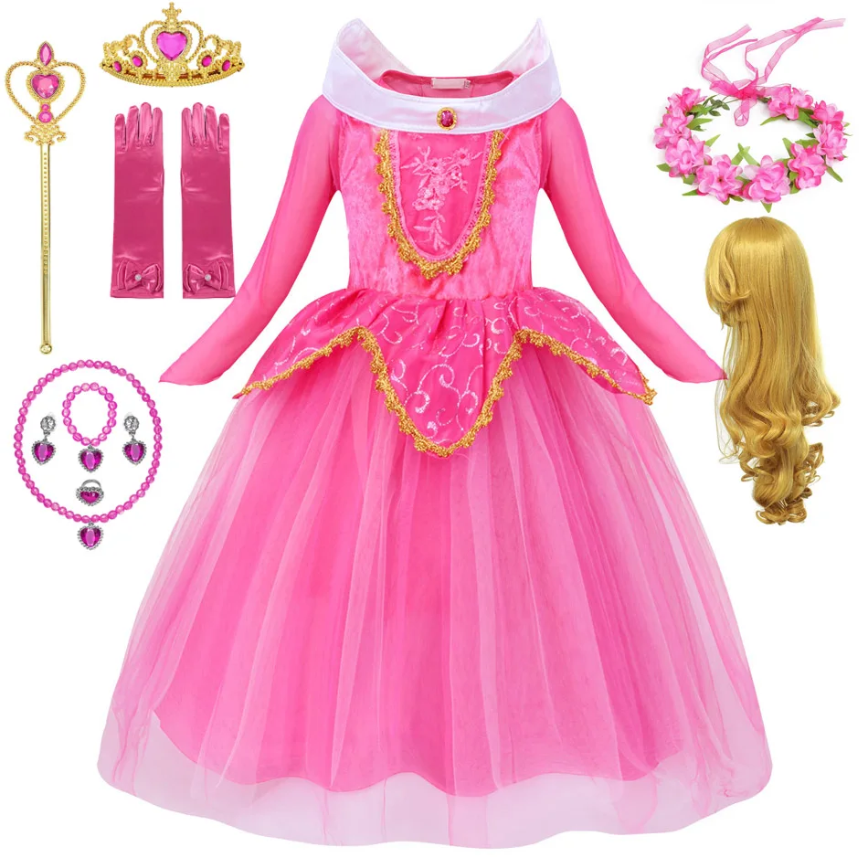 

Children Sleeping Beauty Carnival Costume Halloween Cosplay Girls Princess Dress Aurora Ball Gown Kid Birthday Party Props Frock