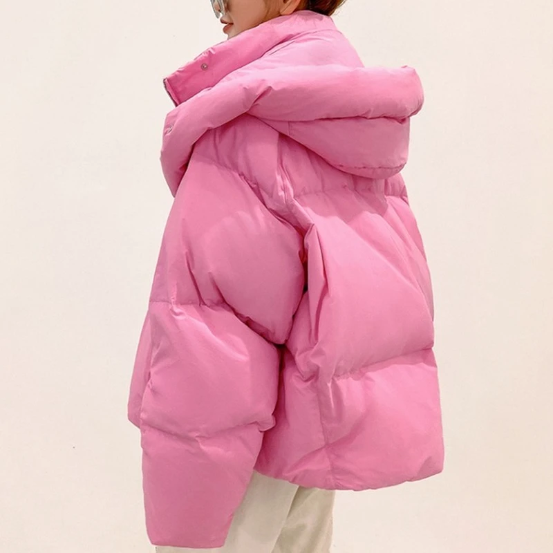 2021 Winter New Fashion Loose Ins Hooded Stand-up Collar Bread Jacket Student Cotton Jacket Long-sleeved Trendy Women's Clothing
