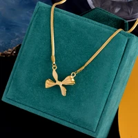 2022 trend 316l stainless steel no fading bow necklace charm chain women light luxury gold choker jewelry wholesale