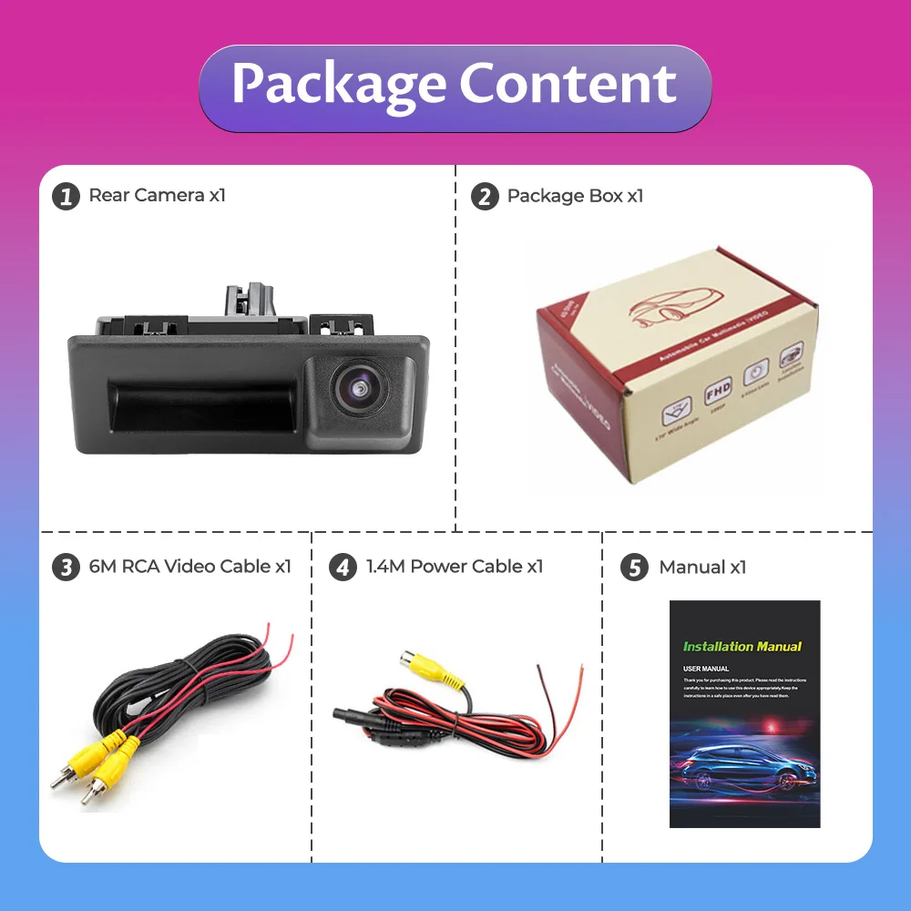 LS AHD 1080P Автомобильная камера заднего вида с ручкой багажника для VW Touran Tiguan Caddy T5 T6