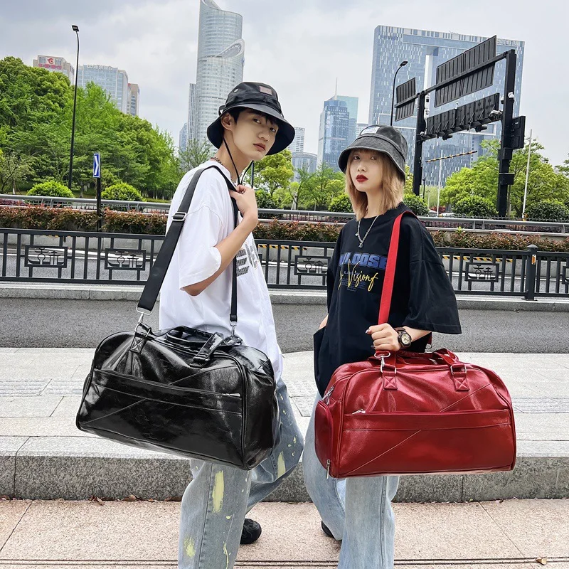 New Casual Business traveling bags for men PU Leather Large Travel hand bags Portable big travel bags Waterproof sports bags