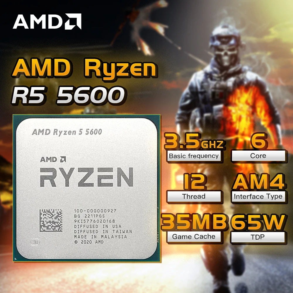 Игровой процессор для ПК Socket AM4 6-ядерный 12-поточный 4 ГГц 65 Вт DDR4 аксессуары