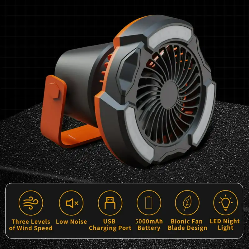 

Free shipping Rechargeable 3 in 1 Camping Tent Fan with LED Lantern 5000mAh Battery Operated Fan