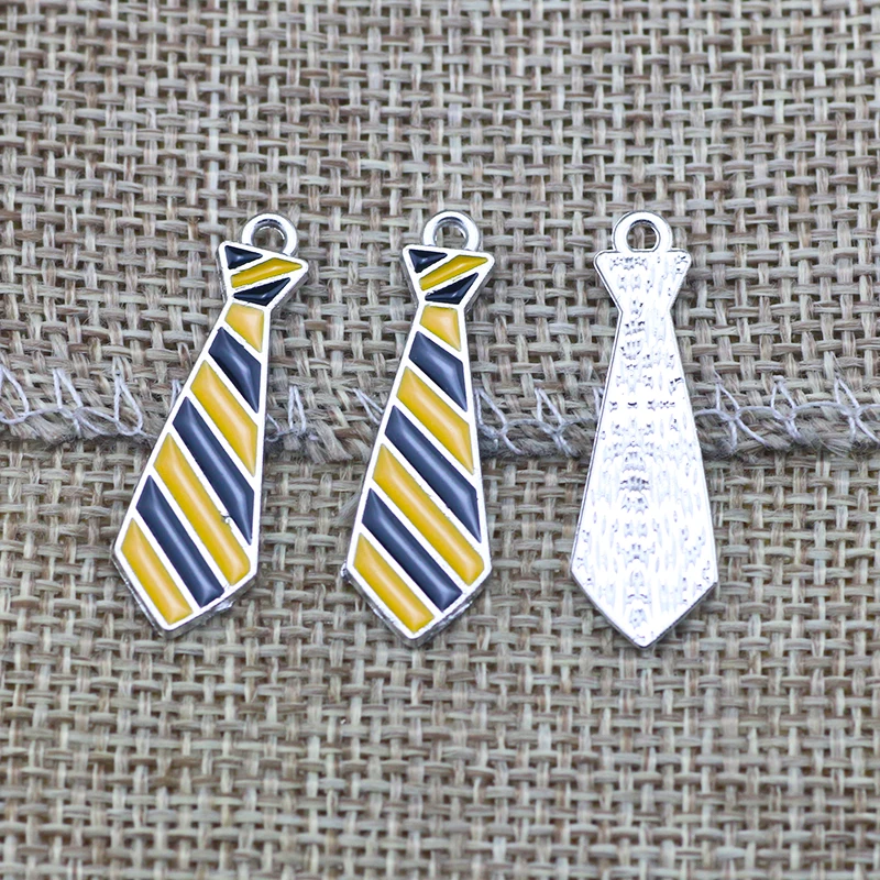 

6piece 11*30mm Enamel Tie Charms Pedant For DIY Necklace Earrings Bracelets Jewelry Making Accessories Keychain Charm