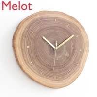 simple inlaid copper solid wood annual ring clock creative clocks wall clock wooden mute clock one inch of time single product