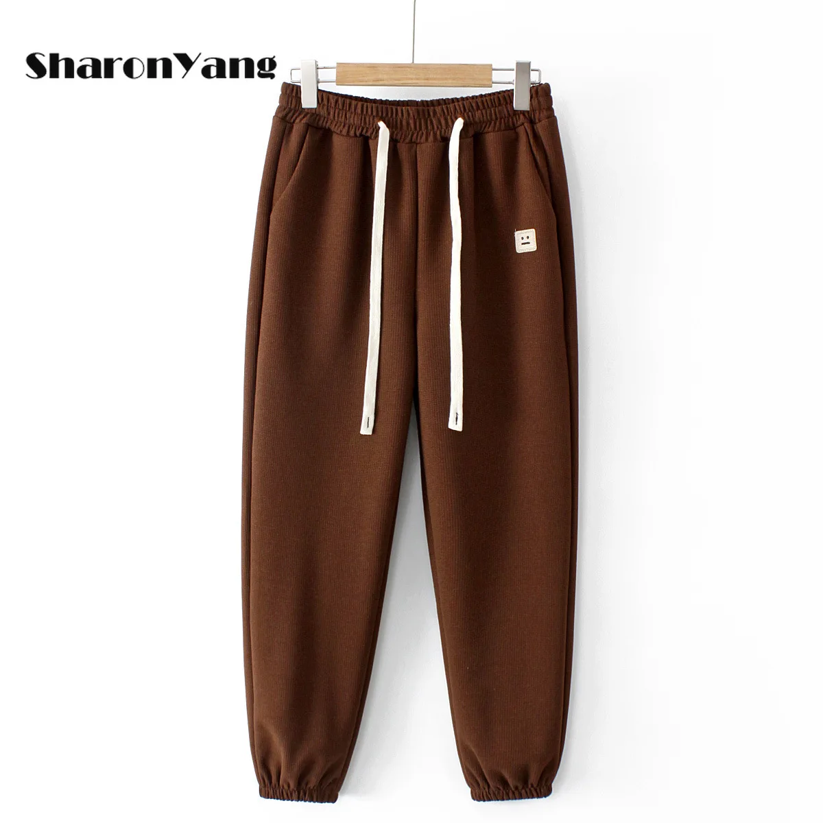 

Весенние серые спортивные штаны на шнуровке большого размера, женские мешковатые спортивные штаны с высокой талией и вафельным рисунком для женщин, свободные