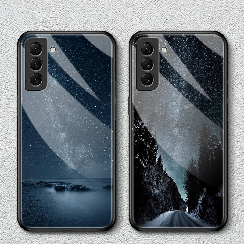 

Tempered Glass Case For Samsung Galaxy S21 Ultra S22 FE S20 S10 S8 S9 Plus S10E Note 20 10 Lite 9 Cool Scenery Shockproof Cover