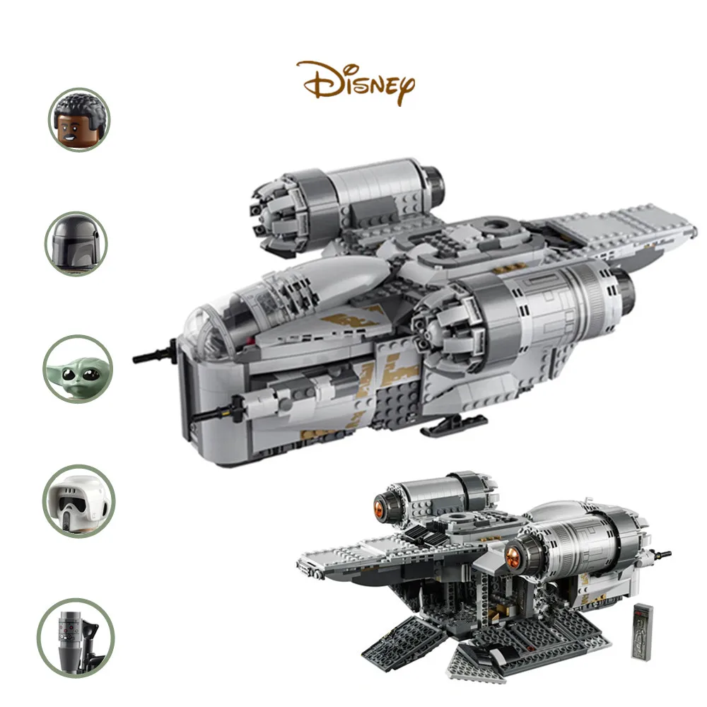 

Disney Stars Fighter Space Wars Razor Crest The Mandalorians Baby Yoda Fit 75292 Building Blocks Bricks Kid Gift Toys Christmas