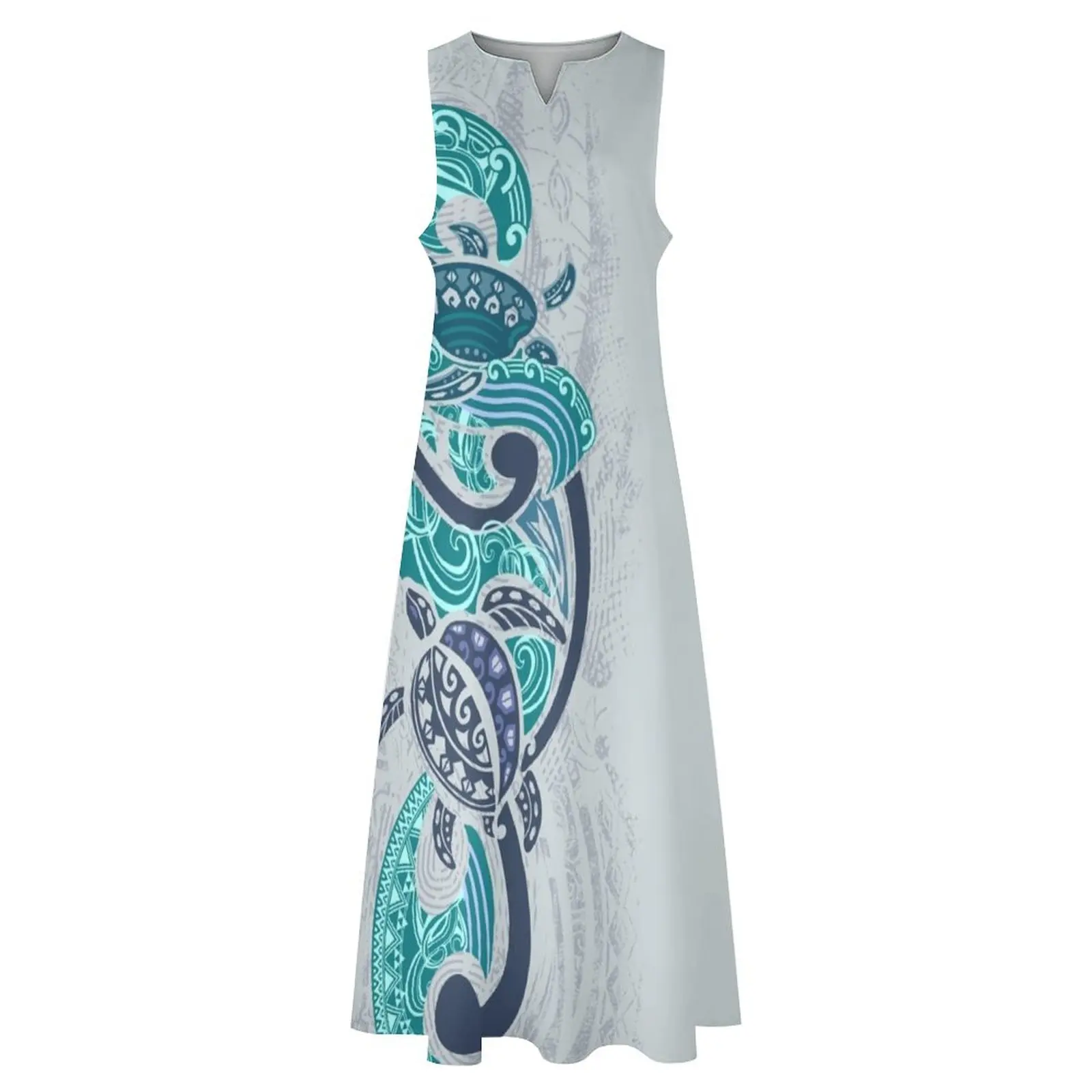 Гавайское синее длинное платье-рубашка Honu's Ocean Waves летнее платье женское 2021