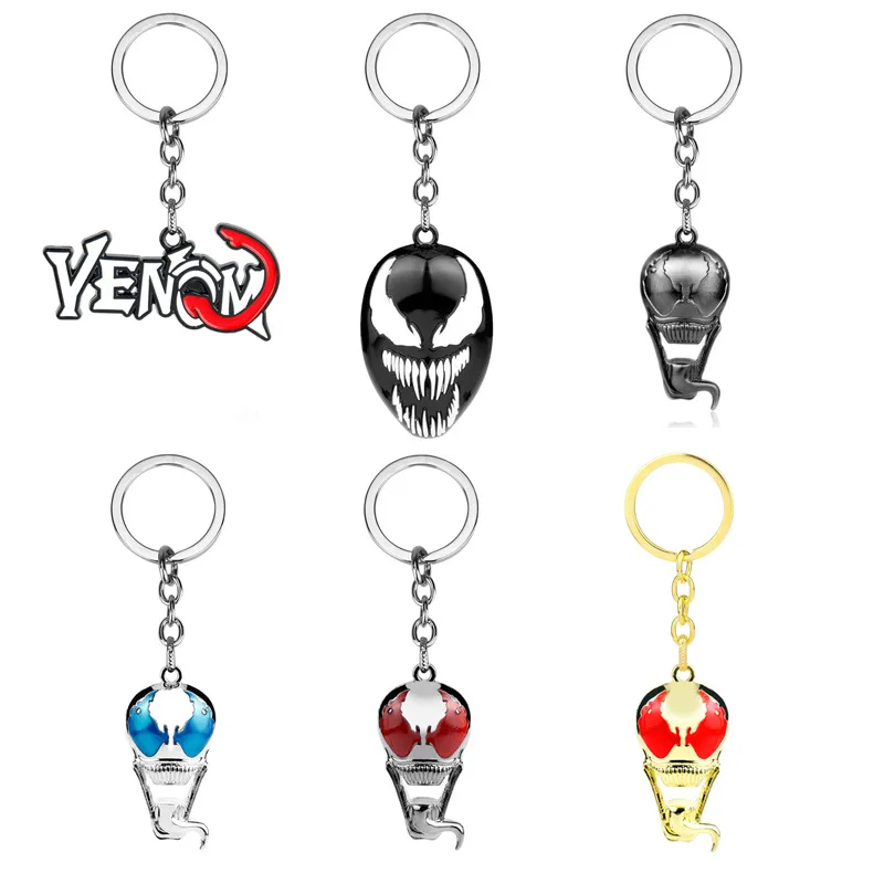

Marvel Deadly Guardian Keychain Creative Venom Mask Logo Metal Keyring Jewelry Fashion Bag Pendant Car Key Chain