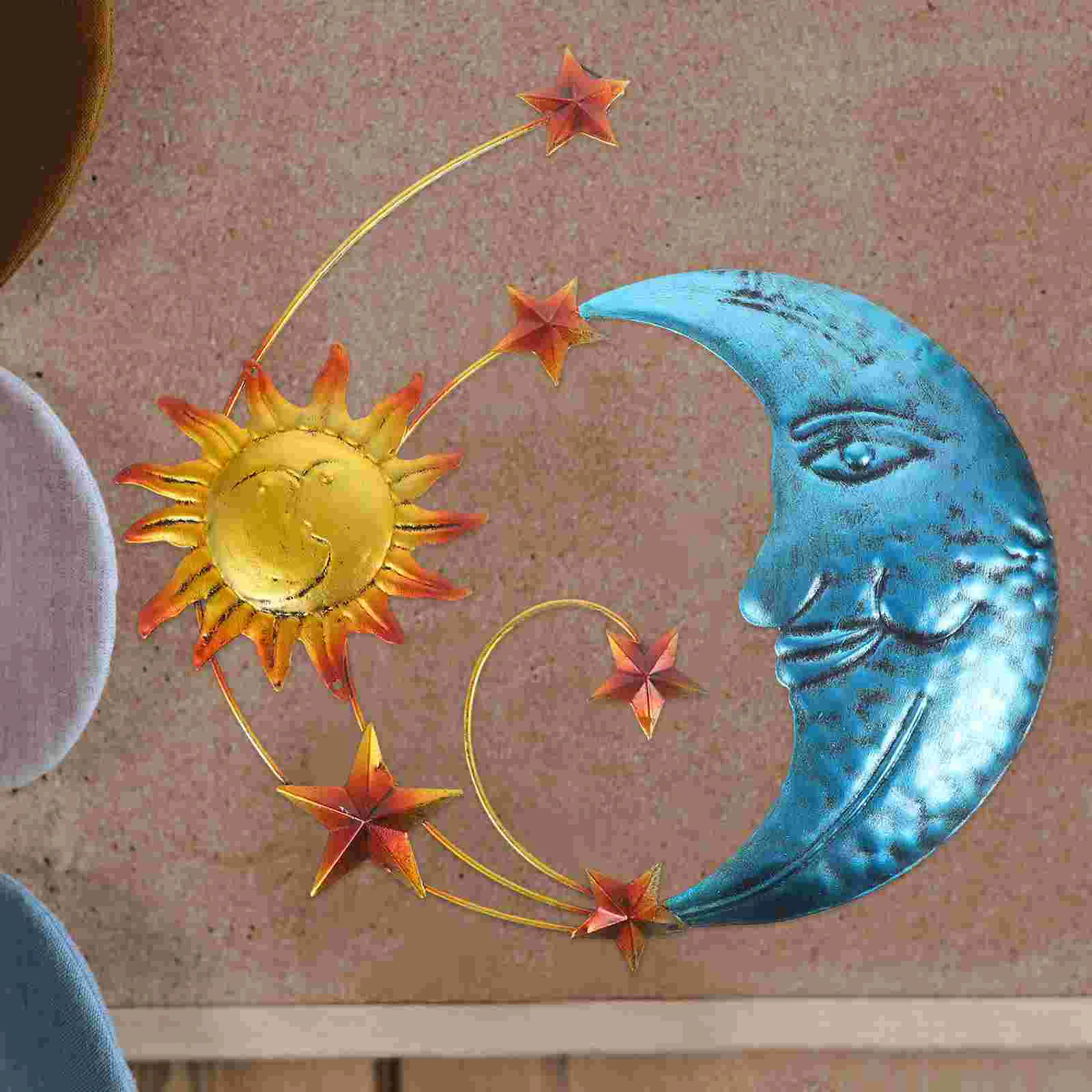

Wrought Iron Moon Wall Hanging Indoor Pendant Festival Present Ornament Adorns Sun Rustic Outdoor Decor Metal decoration