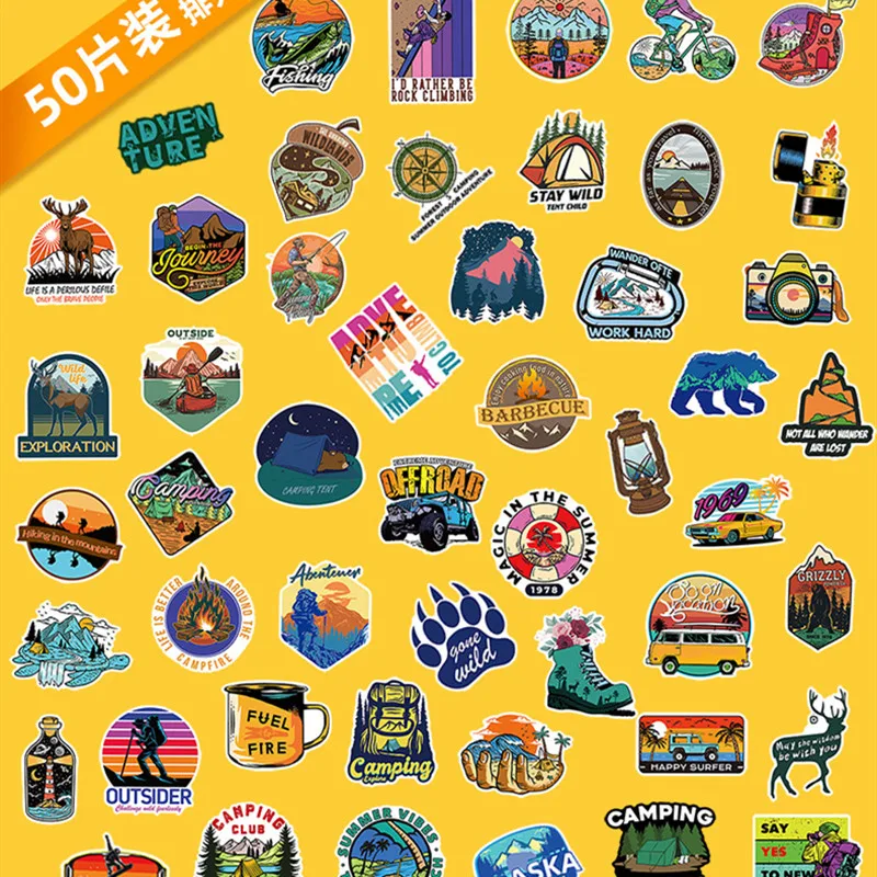 

50PCS Seaside journey scenery car stickers Adventure camping luggage graffiti stickers