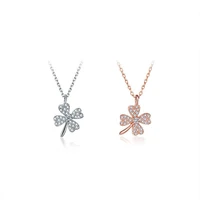 ladies 925 sterling silver necklace rose gold lucky clover inlaid zircon european fashion jewelry couple holiday love gift