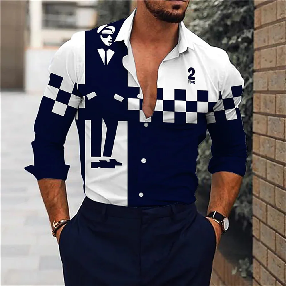 2023 Spring Fashion Social Men's High Quality Long Sleeve Single breasted Printed Shirt New Men's Street Designer Clothing