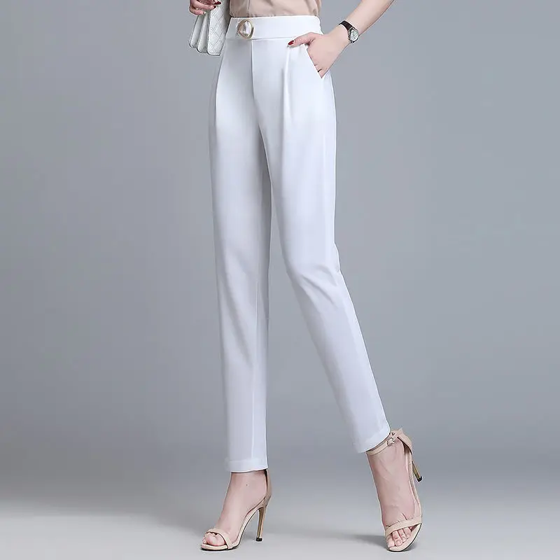 Женские шаровары с высокой талией высокое качество женская офисная одежда