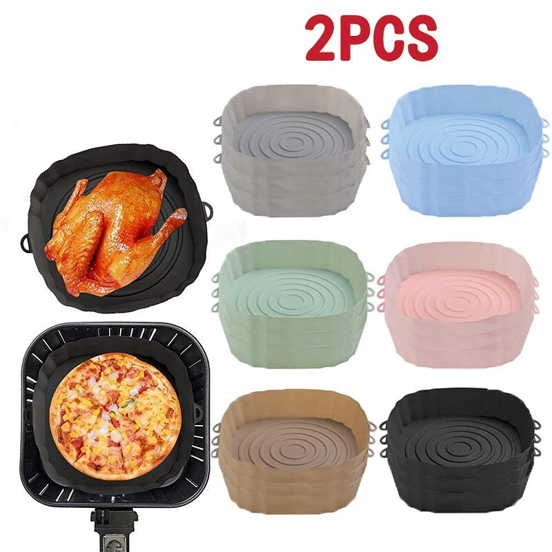 

Basket Liner Reusable Silicone Oven Pizza Chicken Airfryer Tray Airfryer Fried Air Baking Silicone Fryers 2pcs Accessories Pan