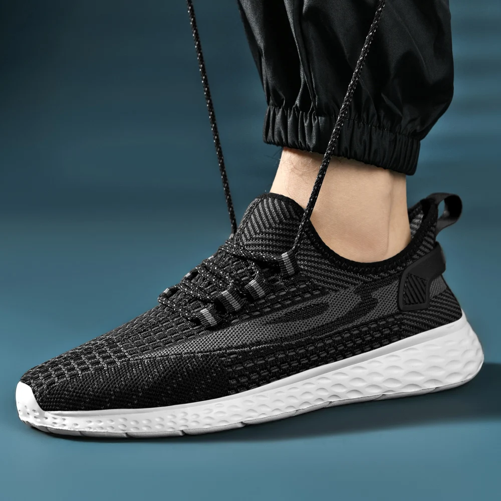 SALUDAS Men Shoes Stretch Breathable Mesh Sneakers Casual Fashion Athletic Trainers Lightweight Cushioning Running Sports Shoes