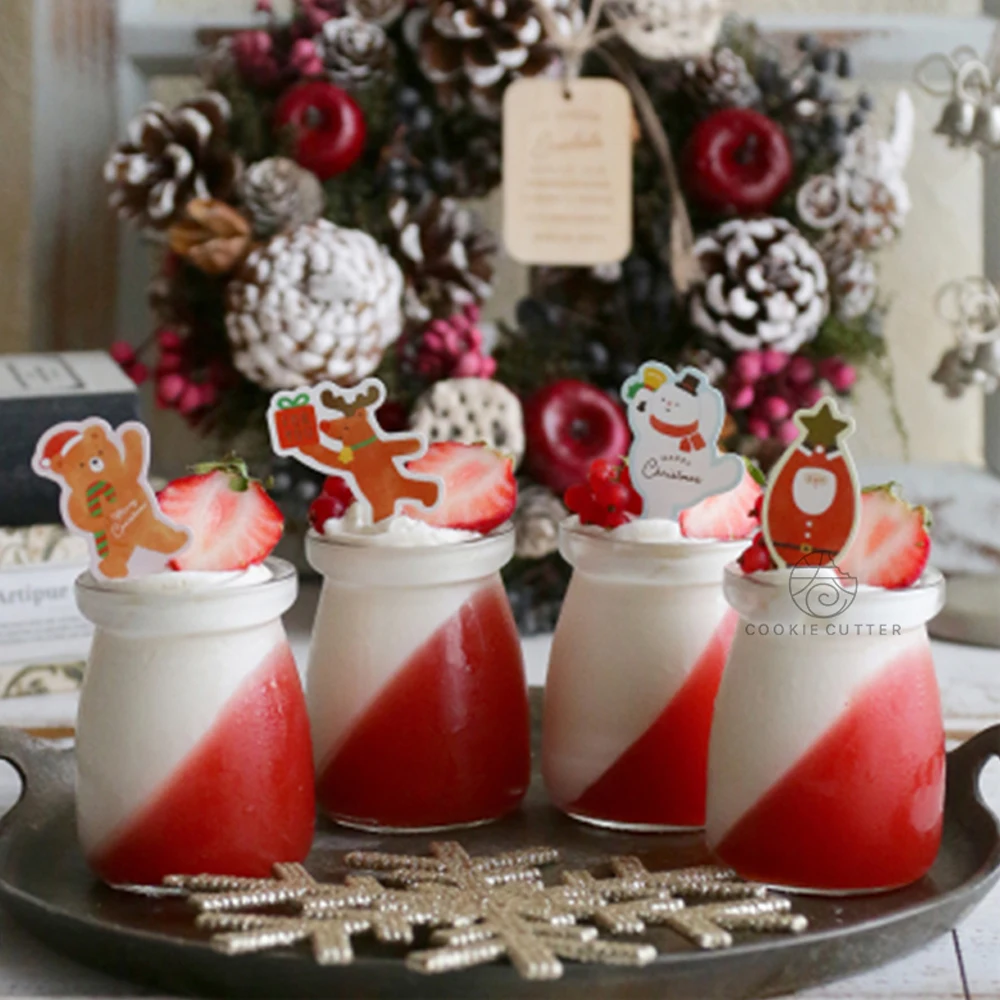 100 шт. Подарочная карточка для торта десерта Рождественский лось медведь