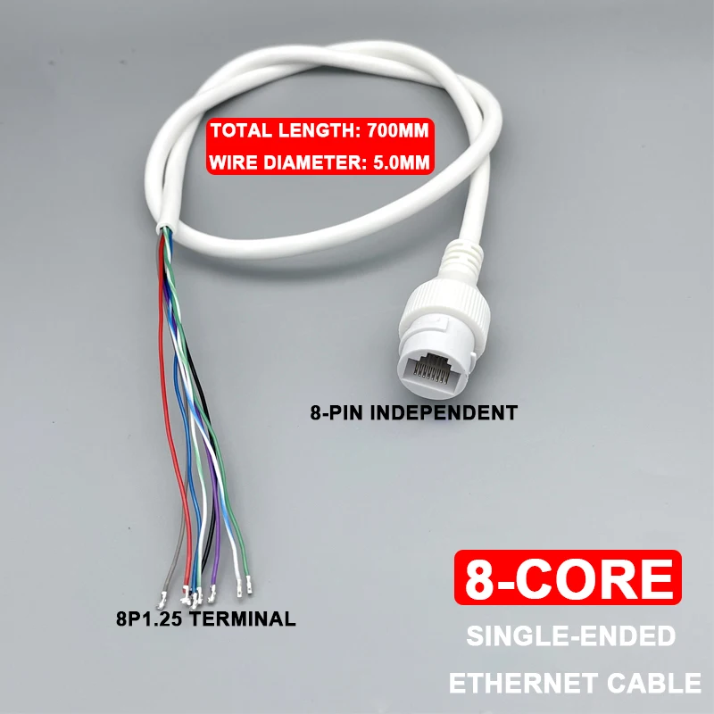

Гнездо RJ45, сетевая камера, водонепроницаемая клеммная колодка с косичкой, 8-ядерный, 1,25, односторонний кабель сетевого порта, разъем Poe Tp12v