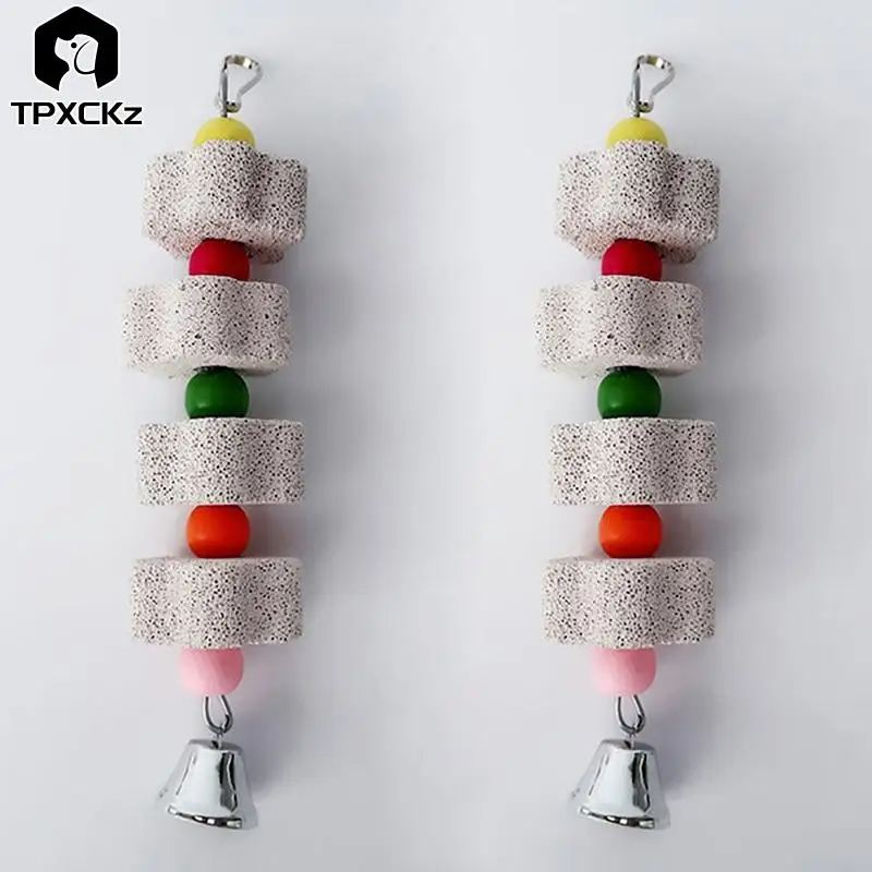 

1Pcs Birds Parrot Grinding Stone Pet Supplies Minerals Chewing Toy 18cm Parrot Cage Accessories Hanging String