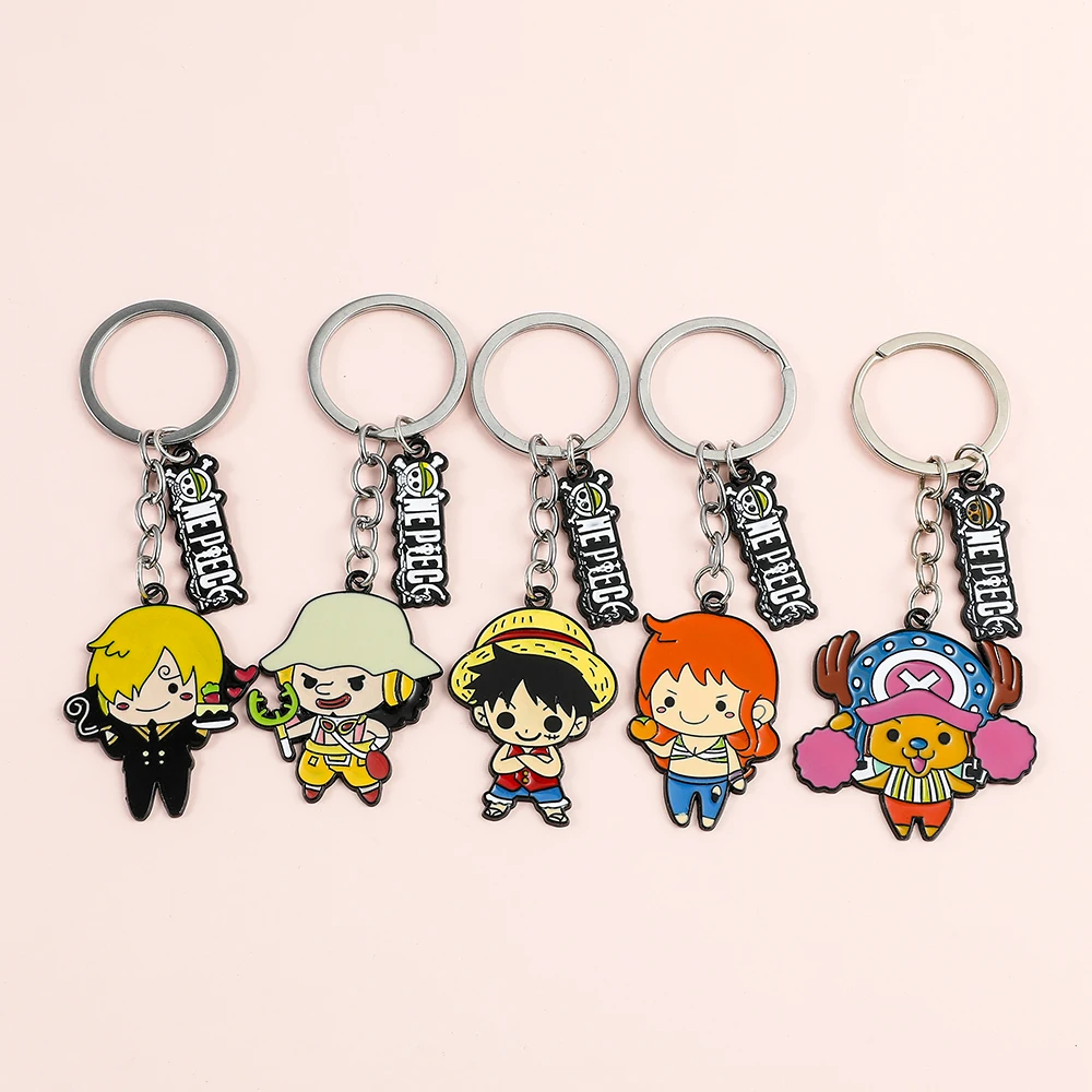 

New Anime One Piece Keychain Monkey D. Luffy Roronoa Zoro Nami Usopp Metal Key Holder Badge Keyring Key Chain Trinket Gift