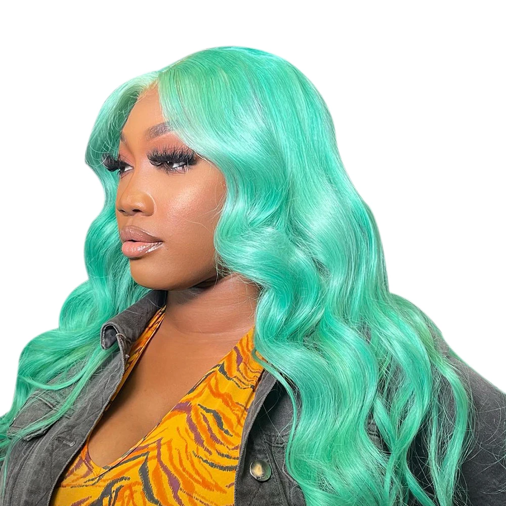 

Парик без клея Wear Go, зеленые, прозрачные, длинные, 32 дюйма, прямые парики для женщин, 613 цветные, 13x6 HD, парики из человеческих волос на сетке спереди