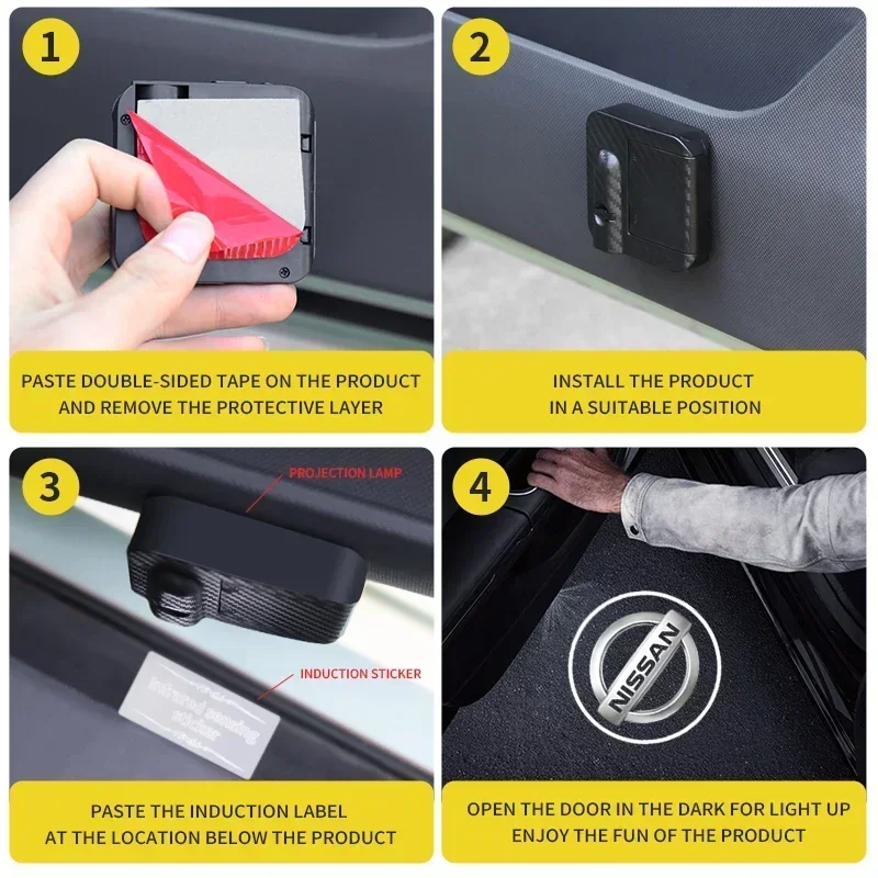 2 шт. беспроводной автомобильный дверной логотип светодиодный ночник