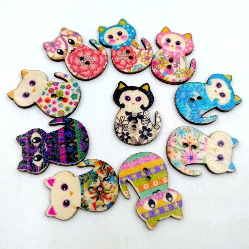 

50pc Mixed Animals Wooden Buttons for Scrapbooking Crafts DIY Baby Children Clothing Sewing Accessories Button Decoration