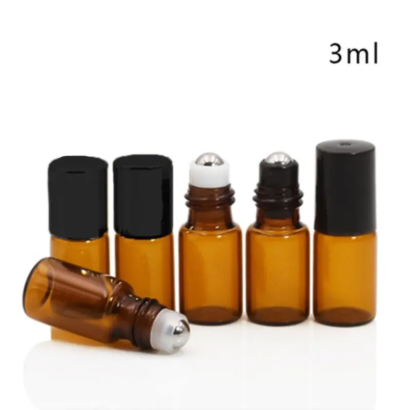 

3/5/10ml Amber Clear Empty Roller Bottles Refillable Essential Oil Aromatherapy Perfume Roll On Container Vials Jars With D0UE
