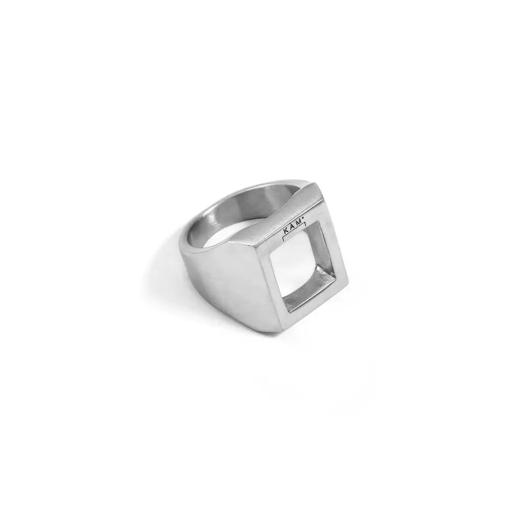 

New Fashion Brand Retro Square Hollow Out Design Ring for Men's Street Hip Hop Cool Style Personalized Index Finger Ring