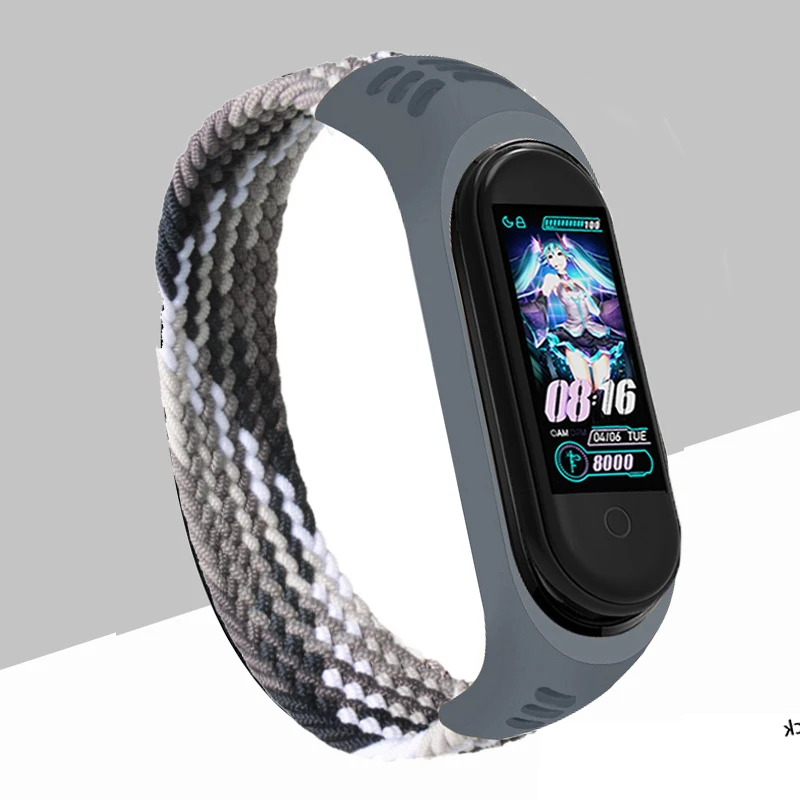 Ремешок нейлоновый для xiaomi Mi band 6 браслет наручных часов с соло-петлей смарт-часов