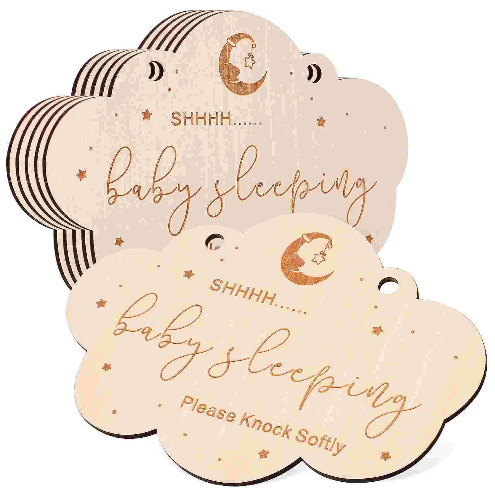 

6 Pcs Wall Hanging Decor Front Porch Sign Nursery Sleeping Door Listing Decors Wooden Baby