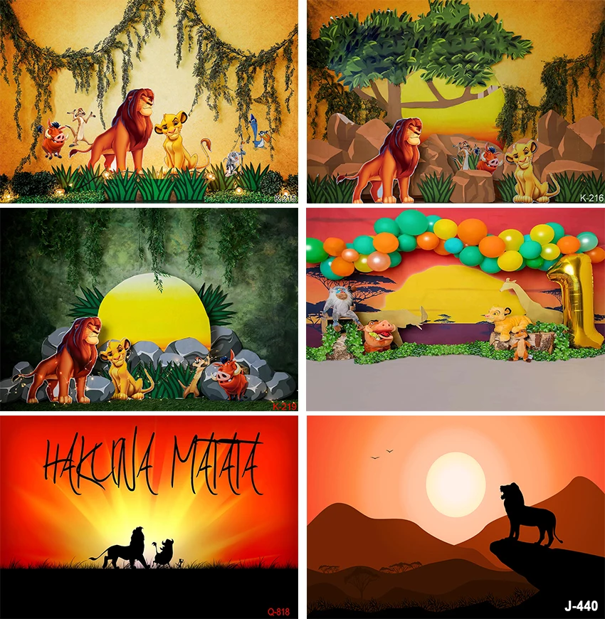 

Lion King Backdrop Forest Jungle Safari Sunset Dusk Background for Photography Baby Shower Child Kids Birthday Party Photo Booth