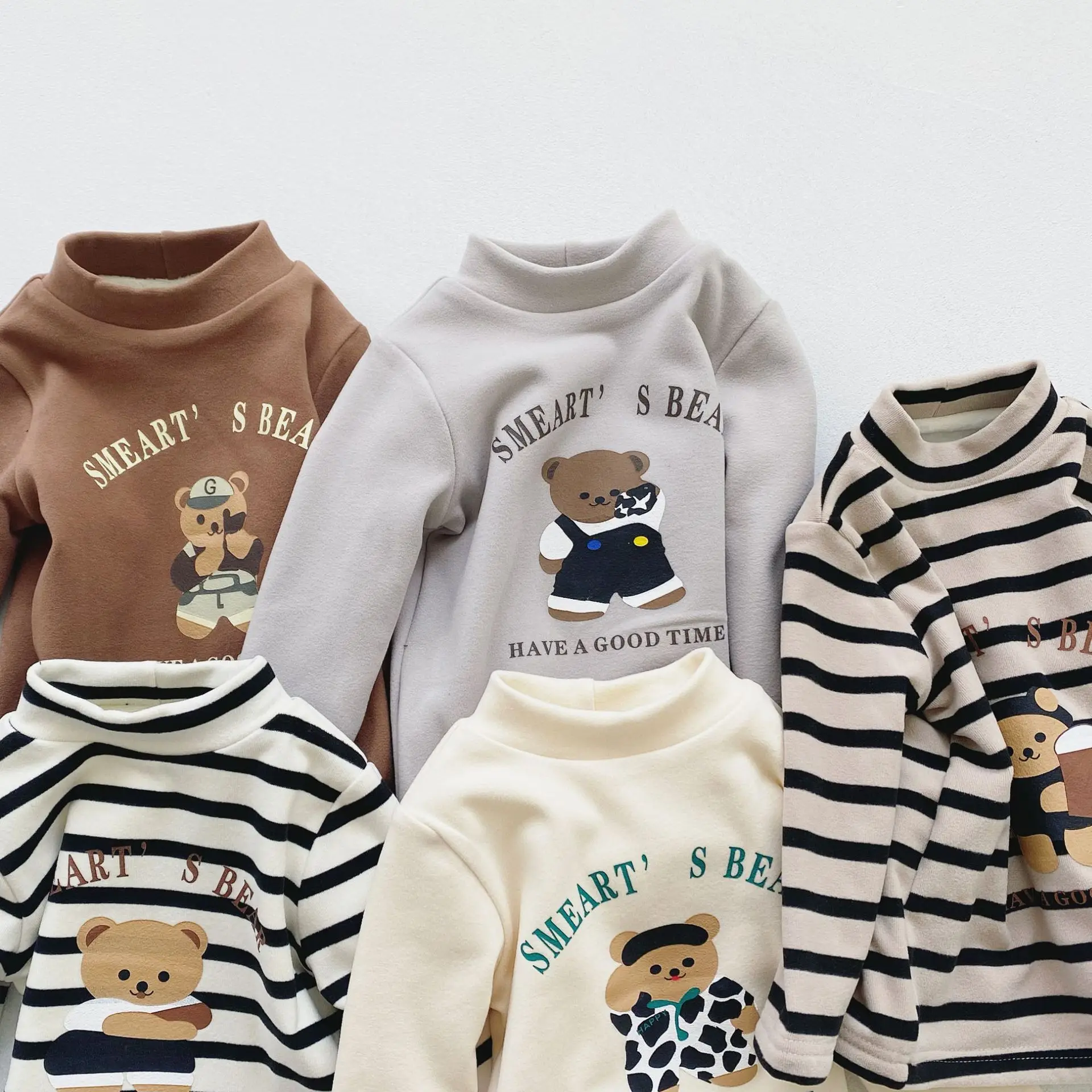 Купи Toddler Boys Girls Winter t Shirts Tops Baby Thick Warm Bottoming Shirt Kids Long Sleeve Pullover Children's Cotton Bear Clothes за 863 рублей в магазине AliExpress