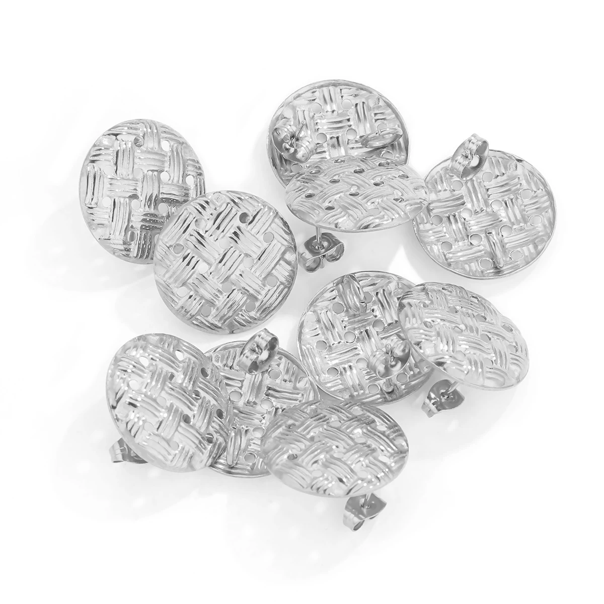 

10pcs/lot Stainless Steel Earring Studs With Ear Plug Findings Round Earring Ear Back Connectors DIY Jewelry Making Accessories