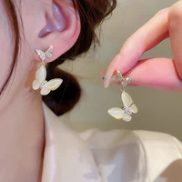 2022 ins hot sale temperament butterfly earring for women charm micro inlaid zircon stud earrings wedding jewelry birthday gift