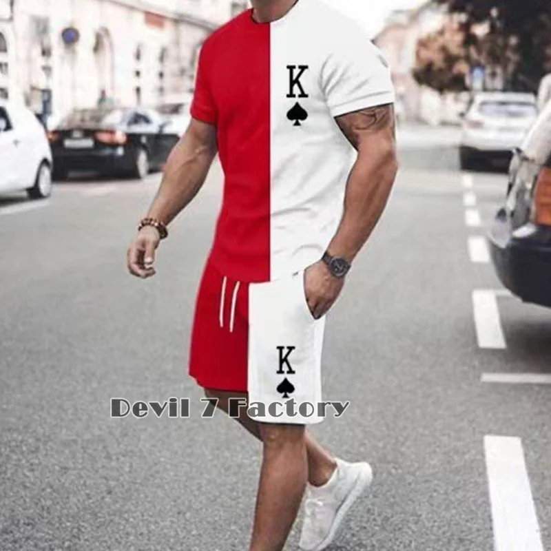 Men's Summer Tracksuit T-Shirt Shorts Set Fashion Sports Short Sleeve Outfit 3D Print Casual Jogging Man Clothing Outdoor Suits