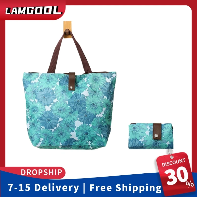 

Stylish Foldable Shopping Bag Reusable 600D Waterproof Tote Shopping Bags Grocery Foldable Storage Shoulder Bag Handbag Hot Sale