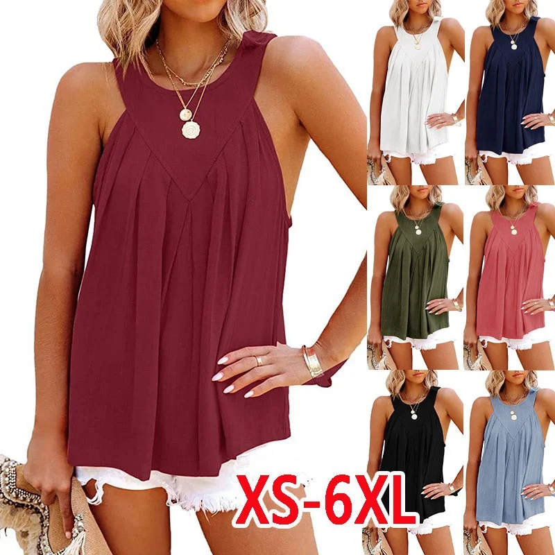 2022 Summer Shirts Womens Sexy Pink Tops Girls T Shirts Casual Halter Sleeveless S-6Xl