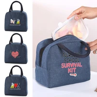 children canvas insulated lunch bag women picnic cooler bags portable travel tote nurse work thermal food box organizer handbags