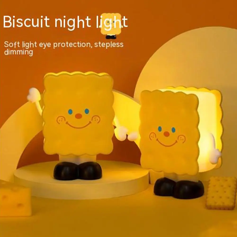 

LED Night Light Biscuit Shape Silicone Lamp Touch Sensor Dimmable Night Lamp Holiday Gift for Children Bedroom