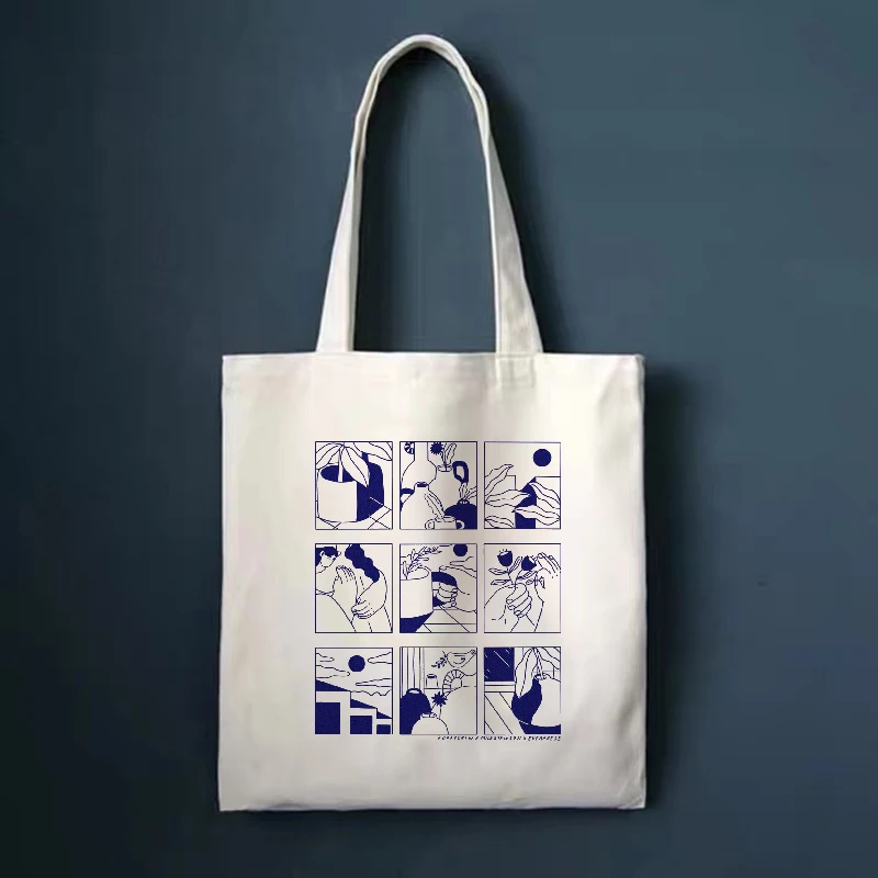 

Canvas Shoulder Tote Bag for Women 2020 Cotton Cloth Shopper Bags Ladies Handbags Eco Reusable Shopping Bag Fabric Beach Bag