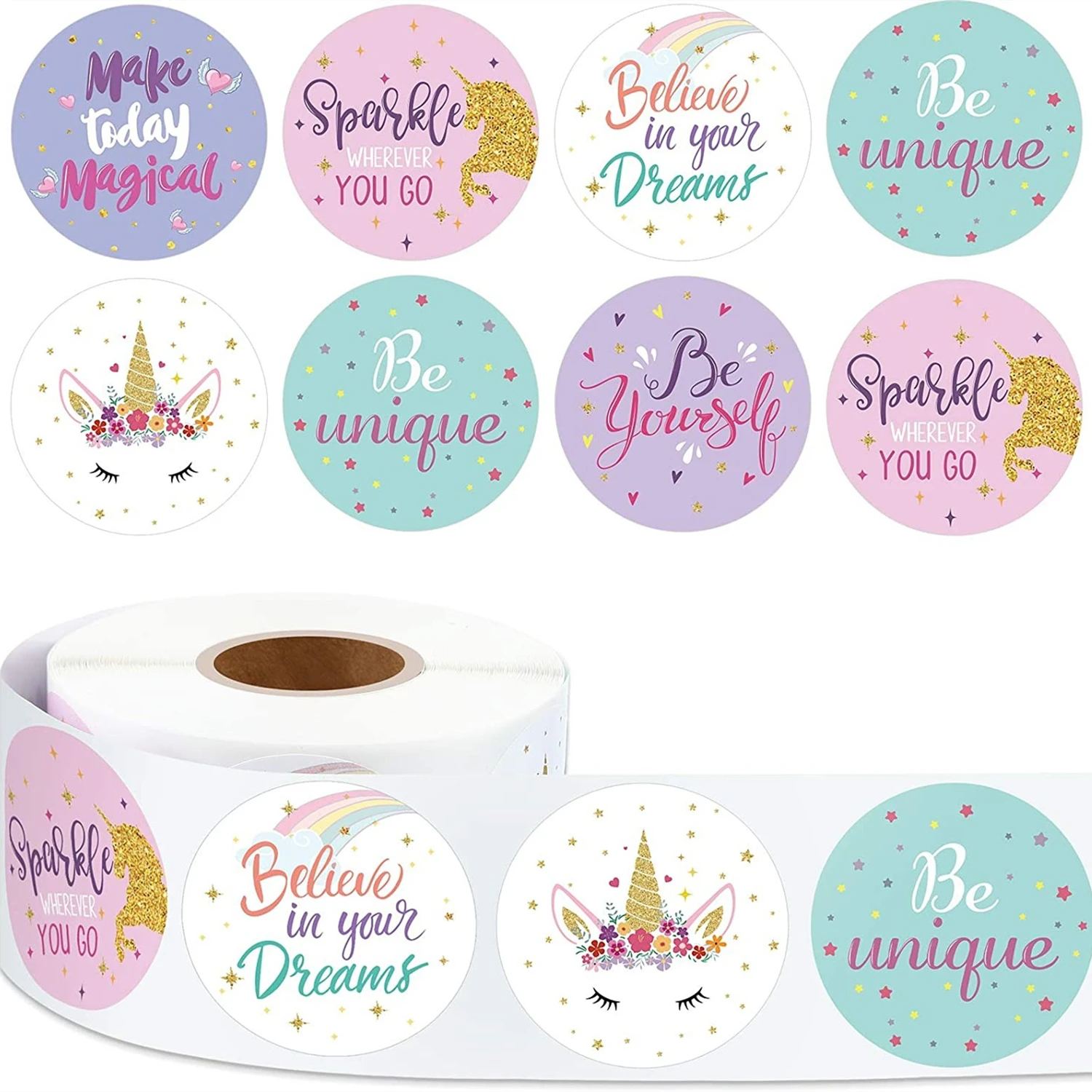 

1Pcs 500 Stickers Per Roll Cartoon Unicorn Gift Tag Stickers Birthday Party Party Gift Decoration Stickers